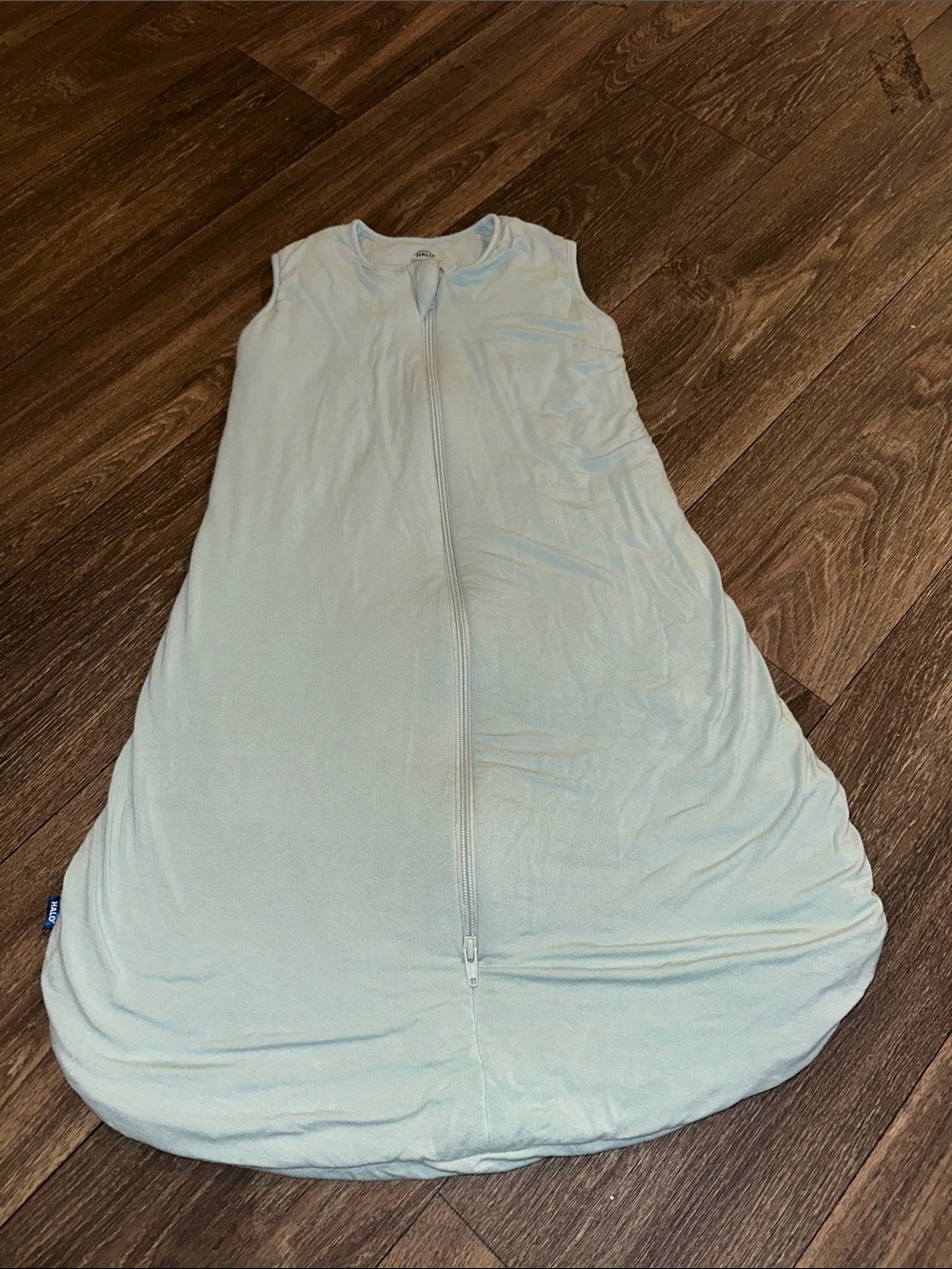 Halo sleep sack bamboo viscose Light Blue Sleeveless full length zippered